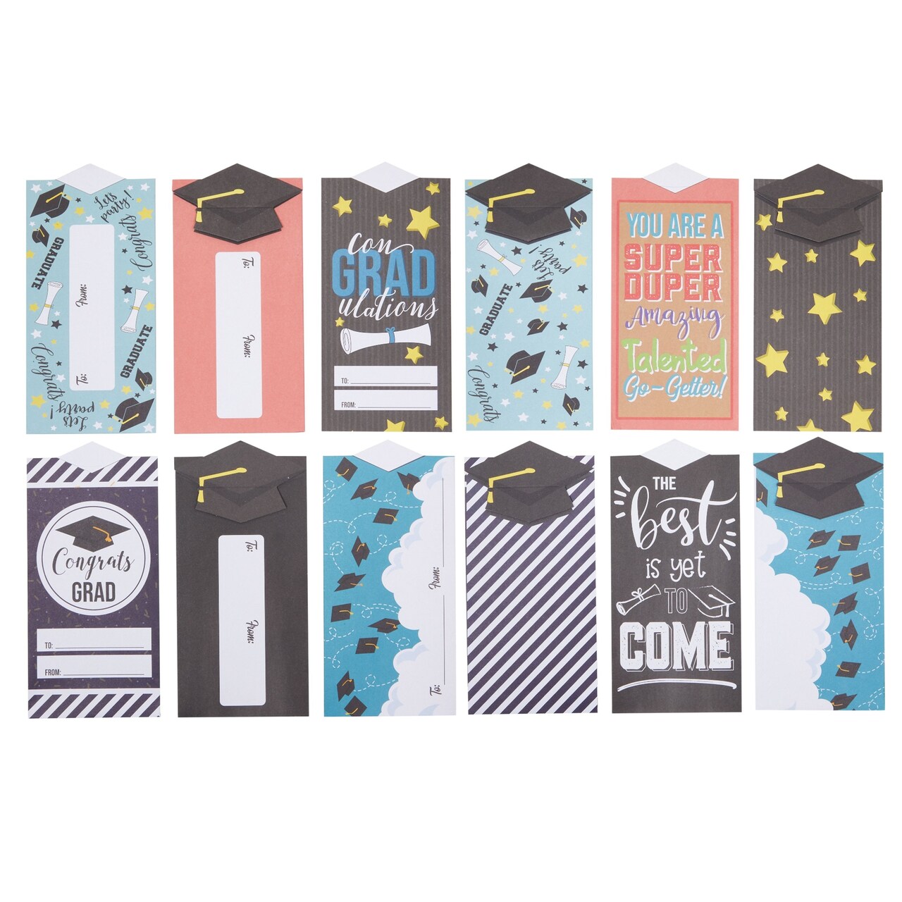 36 Pack Graduation Envelopes for Money, Gift Cards Holders, Class of 2025 Grad Party Supplies, Favors, Award Ceremony, High School, College Grad Celebration Decorations, 6 Designs (7.2 x 3.5 In)